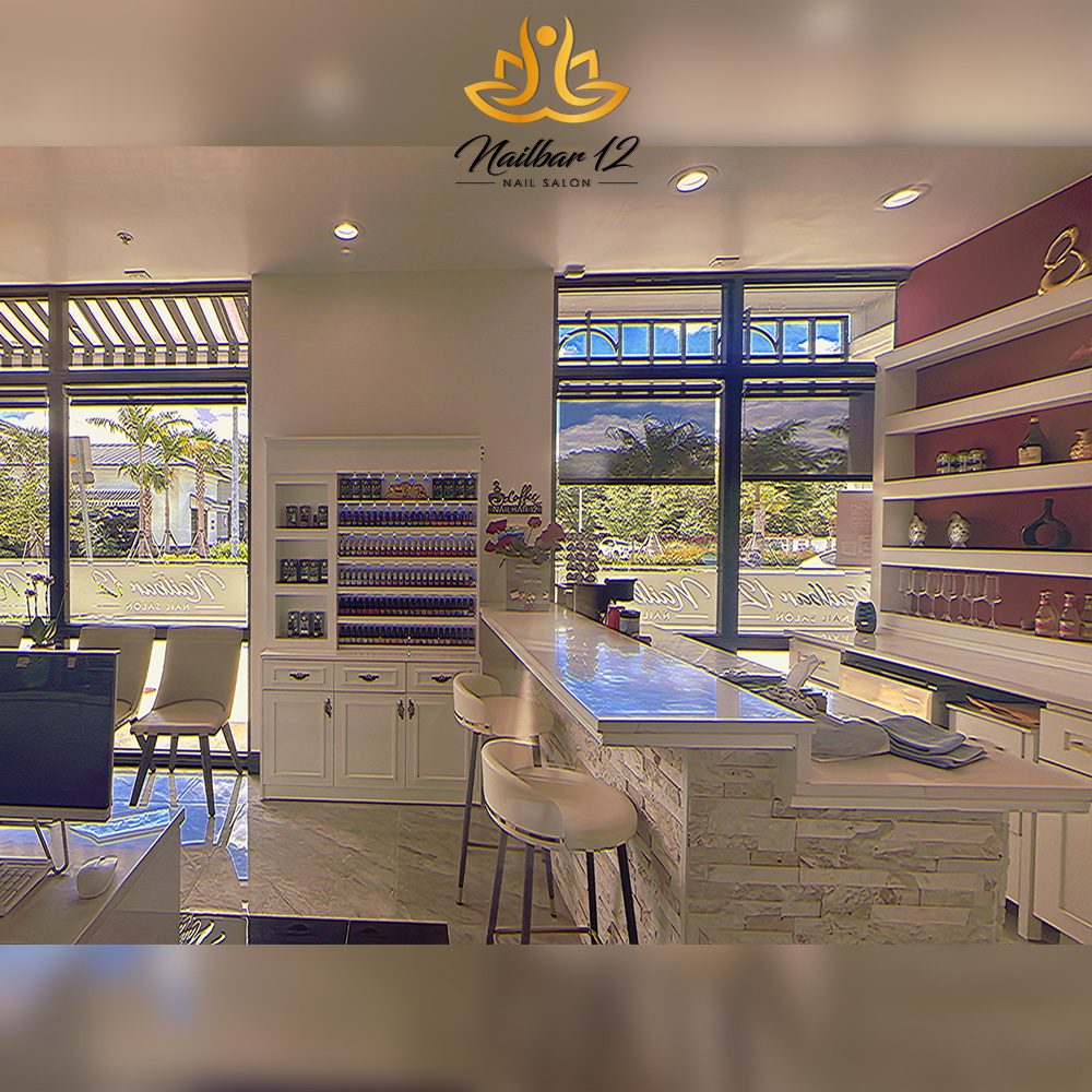 Clean, bright salon interior at Nail Bar 12 in Lake Worth, Florida