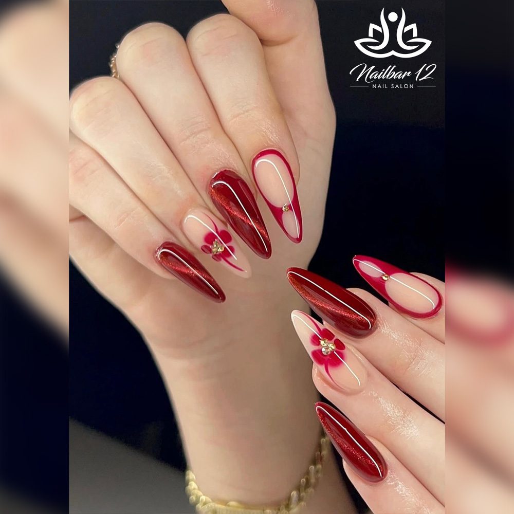 Coral and nude summer manicure shades at Nail Bar 12, Lake Worth FL
